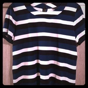 Black blue and white Pima top